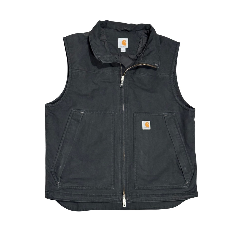 Carhartt Vest Mens Large Black Excellent Thinsulate Insulated Mock Neck 101494
